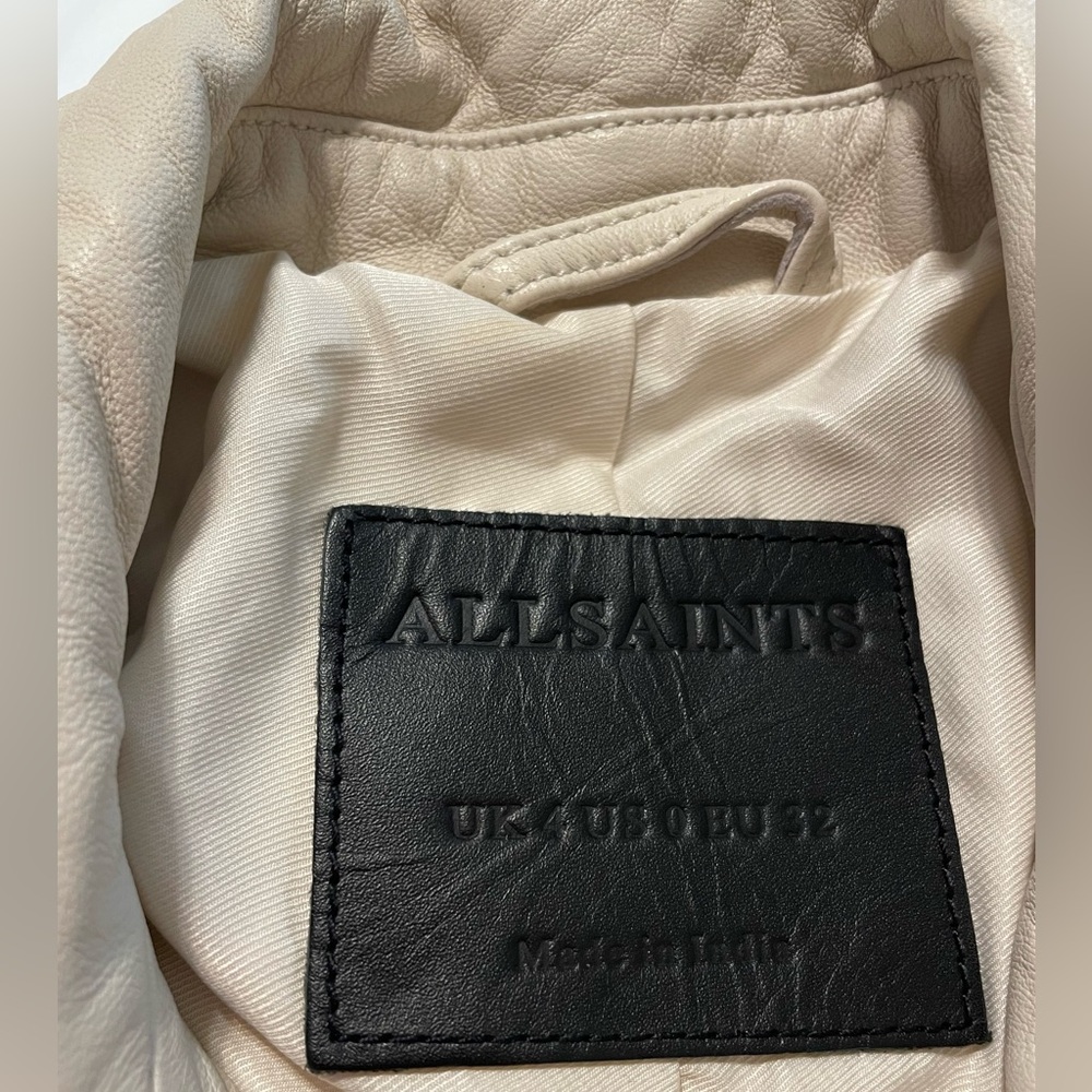 All Saints Dalby Leather Jacket size 0 - Picture 2 of 7